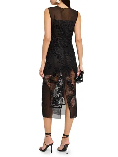 JBQ Women's Cove Floral-Lace Sheer-Overlay Midi-Dress - Black - Size Large | Thumbnail 4 JBQ Women's Cove Floral-Lace Sheer-Overlay Midi-Dress - Black - Size Large | Thumbnail 4