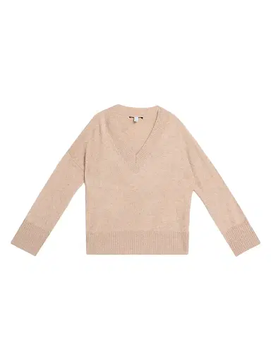 Autumn Cashmere Women's Brushed Cashmere V-Neck Sweater - Cappuccino | Thumbnail 1 Autumn Cashmere Women's Brushed Cashmere V-Neck Sweater - Cappuccino | Thumbnail 1