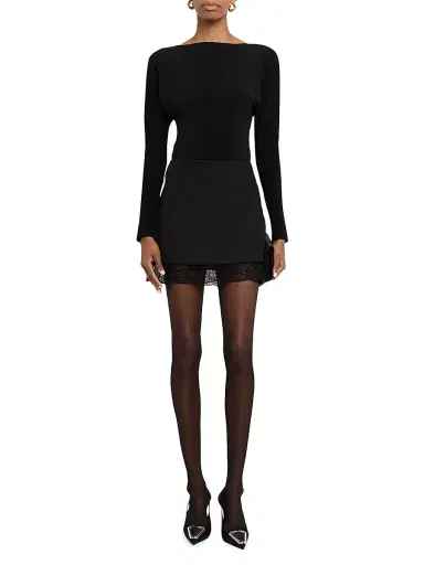 Toccin Women's Leland Lace Combo Miniskirt - Jet | Thumbnail 2 Toccin Women's Leland Lace Combo Miniskirt - Jet | Thumbnail 2