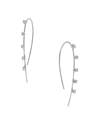 Lana Women's 14K White Gold & 0.22 TCW Diamond Hoop Earrings - White Gold | Thumbnail 3 Lana Women's 14K White Gold & 0.22 TCW Diamond Hoop Earrings - White Gold | Thumbnail 3