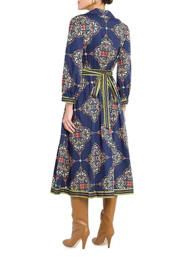 Shoshanna Women's Lola Medallion-Print Midi-Shirtdress - Navy | Thumbnail 4 Shoshanna Women's Lola Medallion-Print Midi-Shirtdress - Navy | Thumbnail 4