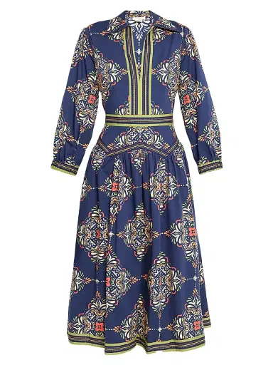 Shoshanna Women's Lola Medallion-Print Midi-Shirtdress - Navy | Thumbnail 1 Shoshanna Women's Lola Medallion-Print Midi-Shirtdress - Navy | Thumbnail 1