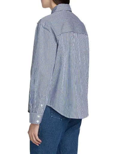 Tanya Taylor Women's Margaux Embellished Striped Cotton Top - Blue Optic White | Thumbnail 5 Tanya Taylor Women's Margaux Embellished Striped Cotton Top - Blue Optic White | Thumbnail 5