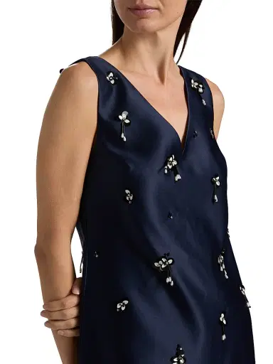 Tanya Taylor Women's Halston Floral Sequin-Embellished Satin Minidress - Midnight | Thumbnail 6 Tanya Taylor Women's Halston Floral Sequin-Embellished Satin Minidress - Midnight | Thumbnail 6