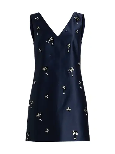 Tanya Taylor Women's Halston Floral Sequin-Embellished Satin Minidress - Midnight | Thumbnail 1 Tanya Taylor Women's Halston Floral Sequin-Embellished Satin Minidress - Midnight | Thumbnail 1