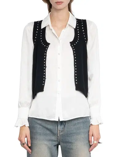 Zadig & Voltaire Women's Dublin Studded Wool-Cashmere Sweater Vest | Thumbnail 3 Zadig & Voltaire Women's Dublin Studded Wool-Cashmere Sweater Vest | Thumbnail 3