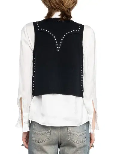 Zadig & Voltaire Women's Dublin Studded Wool-Cashmere Sweater Vest | Thumbnail 4 Zadig & Voltaire Women's Dublin Studded Wool-Cashmere Sweater Vest | Thumbnail 4