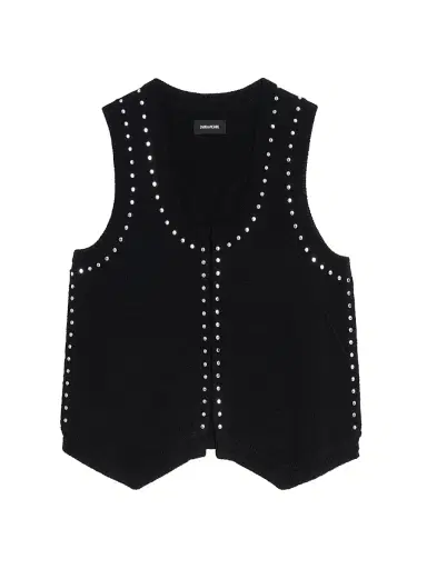 Zadig & Voltaire Women's Dublin Studded Wool-Cashmere Sweater Vest | Thumbnail 1 Zadig & Voltaire Women's Dublin Studded Wool-Cashmere Sweater Vest | Thumbnail 1