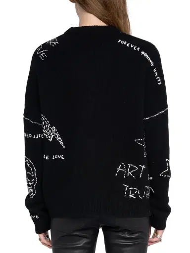 Zadig & Voltaire Women's Baba Topstitched Wool Crewneck Sweater - Black - Size Medium | Thumbnail 4 Zadig & Voltaire Women's Baba Topstitched Wool Crewneck Sweater - Black - Size Medium | Thumbnail 4