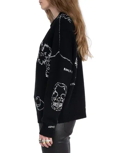 Zadig & Voltaire Women's Baba Topstitched Wool Crewneck Sweater - Black - Size Medium | Thumbnail 5 Zadig & Voltaire Women's Baba Topstitched Wool Crewneck Sweater - Black - Size Medium | Thumbnail 5