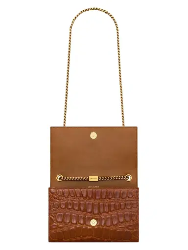 Saint Laurent Women's Kate Shoulder Bag in Crocodile-Embossed Leather - Dark Beige | Thumbnail 3 Saint Laurent Women's Kate Shoulder Bag in Crocodile-Embossed Leather - Dark Beige | Thumbnail 3