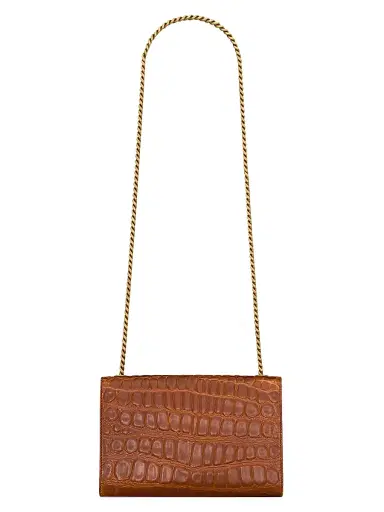 Saint Laurent Women's Kate Shoulder Bag in Crocodile-Embossed Leather - Dark Beige | Thumbnail 5 Saint Laurent Women's Kate Shoulder Bag in Crocodile-Embossed Leather - Dark Beige | Thumbnail 5