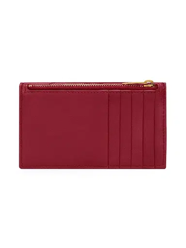 Saint Laurent Women's Cassandre Fragments Flap Card Case in Lambskin Leather - Deeply Red | Thumbnail 4 Saint Laurent Women's Cassandre Fragments Flap Card Case in Lambskin Leather - Deeply Red | Thumbnail 4