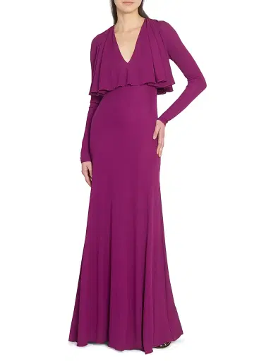 Giambattista Valli Women's Cape Overlay Maxi Dress - Purple | Thumbnail 3 Giambattista Valli Women's Cape Overlay Maxi Dress - Purple | Thumbnail 3
