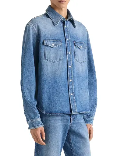 Givenchy Men's Couture Seam Shirt in Shadow Washed Denim - Medium Blue - Size XXL | Thumbnail 2 Givenchy Men's Couture Seam Shirt in Shadow Washed Denim - Medium Blue - Size XXL | Thumbnail 2