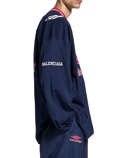 Balenciaga Men's 3B Football Long Sleeve V-Neck T-Shirt - Dark Navy Red - Size XL | Thumbnail 5 Balenciaga Men's 3B Football Long Sleeve V-Neck T-Shirt - Dark Navy Red - Size XL | Thumbnail 5