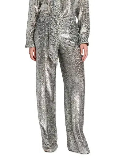 Stella McCartney Women's Fil Coupe Leopard Trousers - Silver - Size 12 | Thumbnail 3 Stella McCartney Women's Fil Coupe Leopard Trousers - Silver - Size 12 | Thumbnail 3