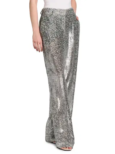 Stella McCartney Women's Fil Coupe Leopard Trousers - Silver - Size 12 | Thumbnail 4 Stella McCartney Women's Fil Coupe Leopard Trousers - Silver - Size 12 | Thumbnail 4