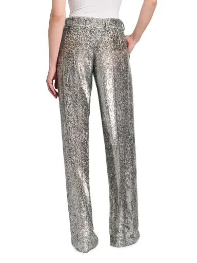 Stella McCartney Women's Fil Coupe Leopard Trousers - Silver - Size 12 | Thumbnail 5 Stella McCartney Women's Fil Coupe Leopard Trousers - Silver - Size 12 | Thumbnail 5