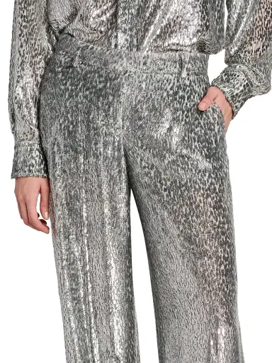 Stella McCartney Women's Fil Coupe Leopard Trousers - Silver - Size 12 | Thumbnail 6 Stella McCartney Women's Fil Coupe Leopard Trousers - Silver - Size 12 | Thumbnail 6