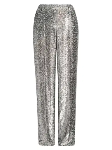 Stella McCartney Women's Fil Coupe Leopard Trousers - Silver - Size 12 | Thumbnail 1 Stella McCartney Women's Fil Coupe Leopard Trousers - Silver - Size 12 | Thumbnail 1