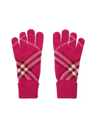 Burberry Women's Cashmere-Blend Check Gloves - Jam Pink | Thumbnail 1 Burberry Women's Cashmere-Blend Check Gloves - Jam Pink | Thumbnail 1