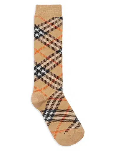 Burberry Kid's Check Cotton-Blend Socks - Sand - Size Large | Thumbnail 2 Burberry Kid's Check Cotton-Blend Socks - Sand - Size Large | Thumbnail 2