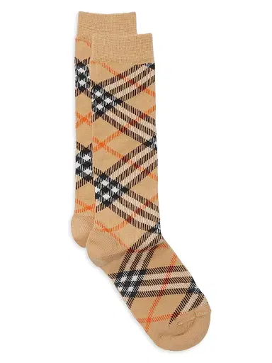 Burberry Kid's Check Cotton-Blend Socks - Sand - Size Large | Thumbnail 1 Burberry Kid's Check Cotton-Blend Socks - Sand - Size Large | Thumbnail 1