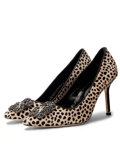 Manolo Blahnik Women's Hangisi Calf Hair & Leather Pumps - Black Print | Thumbnail 2 Manolo Blahnik Women's Hangisi Calf Hair & Leather Pumps - Black Print | Thumbnail 2