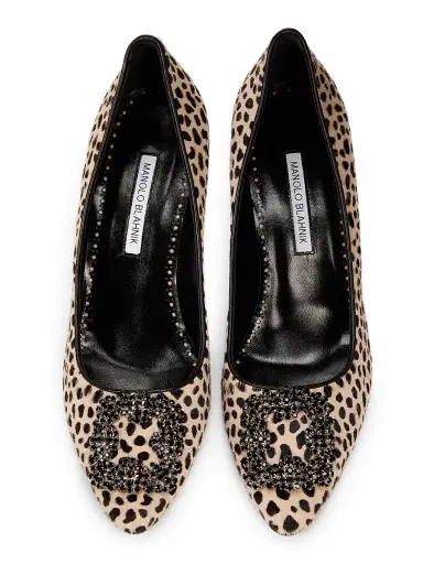 Manolo Blahnik Women's Hangisi Calf Hair & Leather Pumps - Black Print | Thumbnail 4 Manolo Blahnik Women's Hangisi Calf Hair & Leather Pumps - Black Print | Thumbnail 4