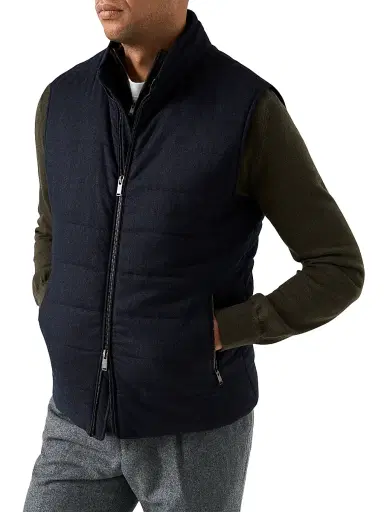 Eton Men's Wool Flannel Padded Vest - Navy - Size XXL | Thumbnail 1 Eton Men's Wool Flannel Padded Vest - Navy - Size XXL | Thumbnail 1
