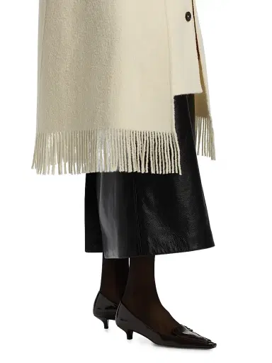 Toteme Women's Fringe Bouclé Wool Cape Coat - Winter White | Thumbnail 6 Toteme Women's Fringe Bouclé Wool Cape Coat - Winter White | Thumbnail 6