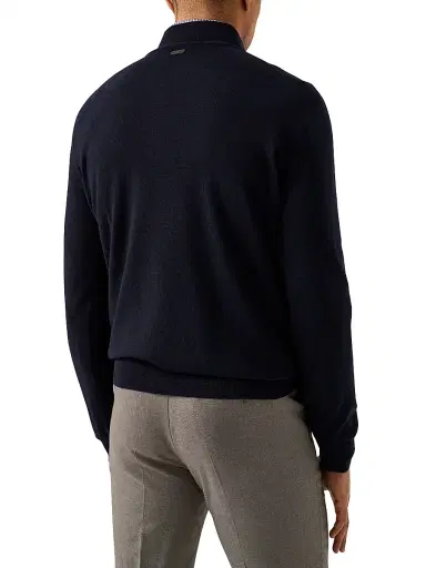 Eton Men's Merino Wool Quarter-Zip Sweater - Navy | Thumbnail 2 Eton Men's Merino Wool Quarter-Zip Sweater - Navy | Thumbnail 2