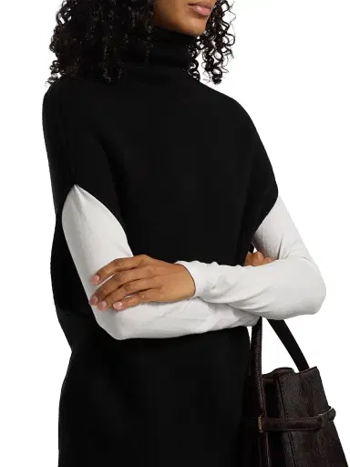 Toteme Women's Crossover Double-Knit Wool Turtleneck Sweater - Black | Thumbnail 6 Toteme Women's Crossover Double-Knit Wool Turtleneck Sweater - Black | Thumbnail 6