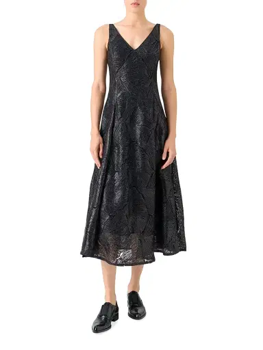 Akris Women's Embroidered Fit & Flare Midi-Dress - Black - Size 8 | Thumbnail 3 Akris Women's Embroidered Fit & Flare Midi-Dress - Black - Size 8 | Thumbnail 3