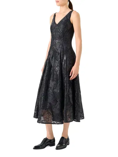 Akris Women's Embroidered Fit & Flare Midi-Dress - Black - Size 8 | Thumbnail 4 Akris Women's Embroidered Fit & Flare Midi-Dress - Black - Size 8 | Thumbnail 4
