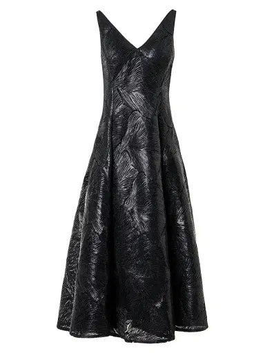 Akris Women's Embroidered Fit & Flare Midi-Dress - Black - Size 8 | Thumbnail 1 Akris Women's Embroidered Fit & Flare Midi-Dress - Black - Size 8 | Thumbnail 1