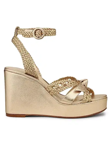 Alexandre Birman Women's Suelita 100MM Leather Platform Wedge Sandals - Golden - Size 8 | Thumbnail 1 Alexandre Birman Women's Suelita 100MM Leather Platform Wedge Sandals - Golden - Size 8 | Thumbnail 1