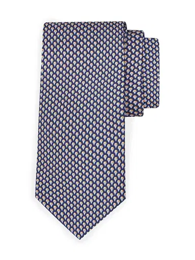 FERRAGAMO Men's Micro Ice Cream Pattern Silk Tie - Blue | Thumbnail 1 FERRAGAMO Men's Micro Ice Cream Pattern Silk Tie - Blue | Thumbnail 1