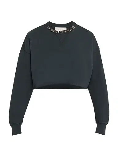 Golden Goose Women's Golden Jeweled Cropped Sweatshirt - Black - Size XXS | Thumbnail 1 Golden Goose Women's Golden Jeweled Cropped Sweatshirt - Black - Size XXS | Thumbnail 1