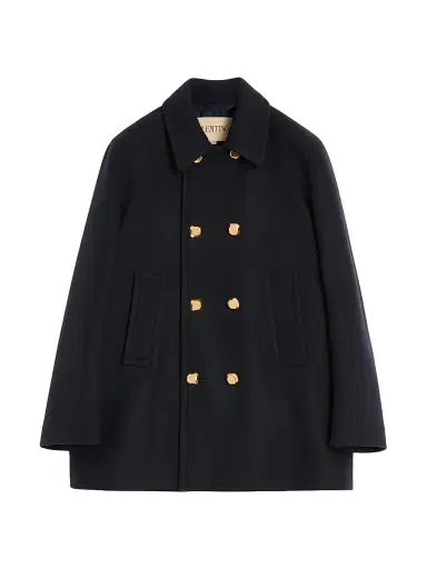 Valentino Garavani Men's Double-Breasted Wool Felt Coat - Marine - Size 40 | Thumbnail 1 Valentino Garavani Men's Double-Breasted Wool Felt Coat - Marine - Size 40 | Thumbnail 1