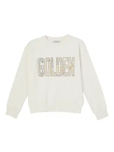 Golden Goose Little Girl's & Girl's Journey "Golden" Embroidered Sweatshirt - White - Size 6 | Thumbnail 1 Golden Goose Little Girl's & Girl's Journey "Golden" Embroidered Sweatshirt - White - Size 6 | Thumbnail 1
