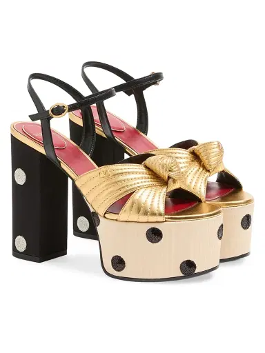 Valentino Garavani Women's Crasher 125MM Platform Sandals with Plus De Pois Embroidery | Thumbnail 2 Valentino Garavani Women's Crasher 125MM Platform Sandals with Plus De Pois Embroidery | Thumbnail 2