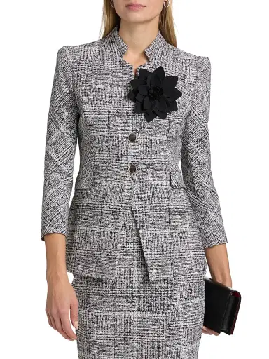 Chiara Boni La Petite Robe Women's Hisako Print Flower Jacket | Thumbnail 3 Chiara Boni La Petite Robe Women's Hisako Print Flower Jacket | Thumbnail 3
