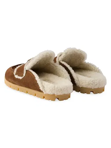 Prada Women's Suede and Shearling Mules - Brown - Size 11 | Thumbnail 3 Prada Women's Suede and Shearling Mules - Brown - Size 11 | Thumbnail 3