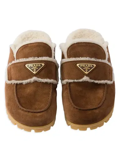 Prada Women's Suede and Shearling Mules - Brown - Size 11 | Thumbnail 4 Prada Women's Suede and Shearling Mules - Brown - Size 11 | Thumbnail 4
