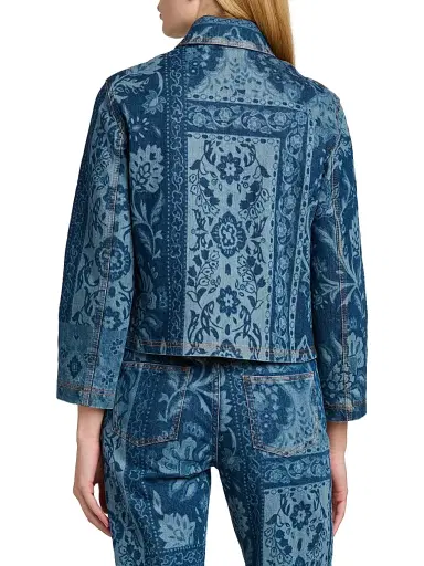 Etro Women's Floral-Print Denim Jacket - Azzurro | Thumbnail 5 Etro Women's Floral-Print Denim Jacket - Azzurro | Thumbnail 5