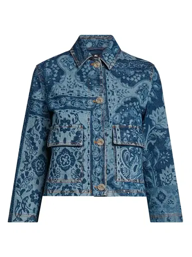 Etro Women's Floral-Print Denim Jacket - Azzurro | Thumbnail 1 Etro Women's Floral-Print Denim Jacket - Azzurro | Thumbnail 1