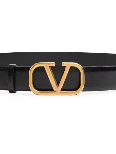 Valentino Garavani Men's VLogo Signature Calfskin Belt - Black | Thumbnail 4 Valentino Garavani Men's VLogo Signature Calfskin Belt - Black | Thumbnail 4
