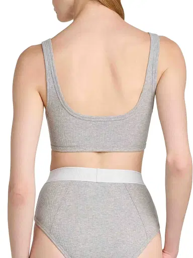 Versace Women's Logo Cotton Rib Sports Bra - Grey Melange - Size Medium | Thumbnail 5 Versace Women's Logo Cotton Rib Sports Bra - Grey Melange - Size Medium | Thumbnail 5